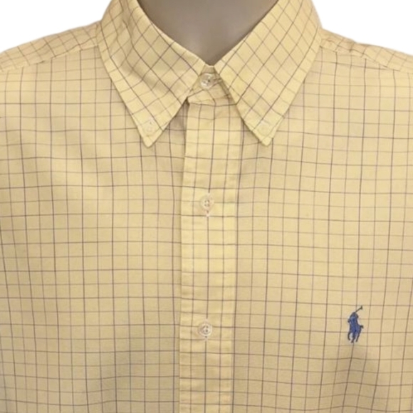 Polo by Ralph Lauren Yellow Checkered Yarmouth Button Down Men's Shirt - Picture 1 of 4